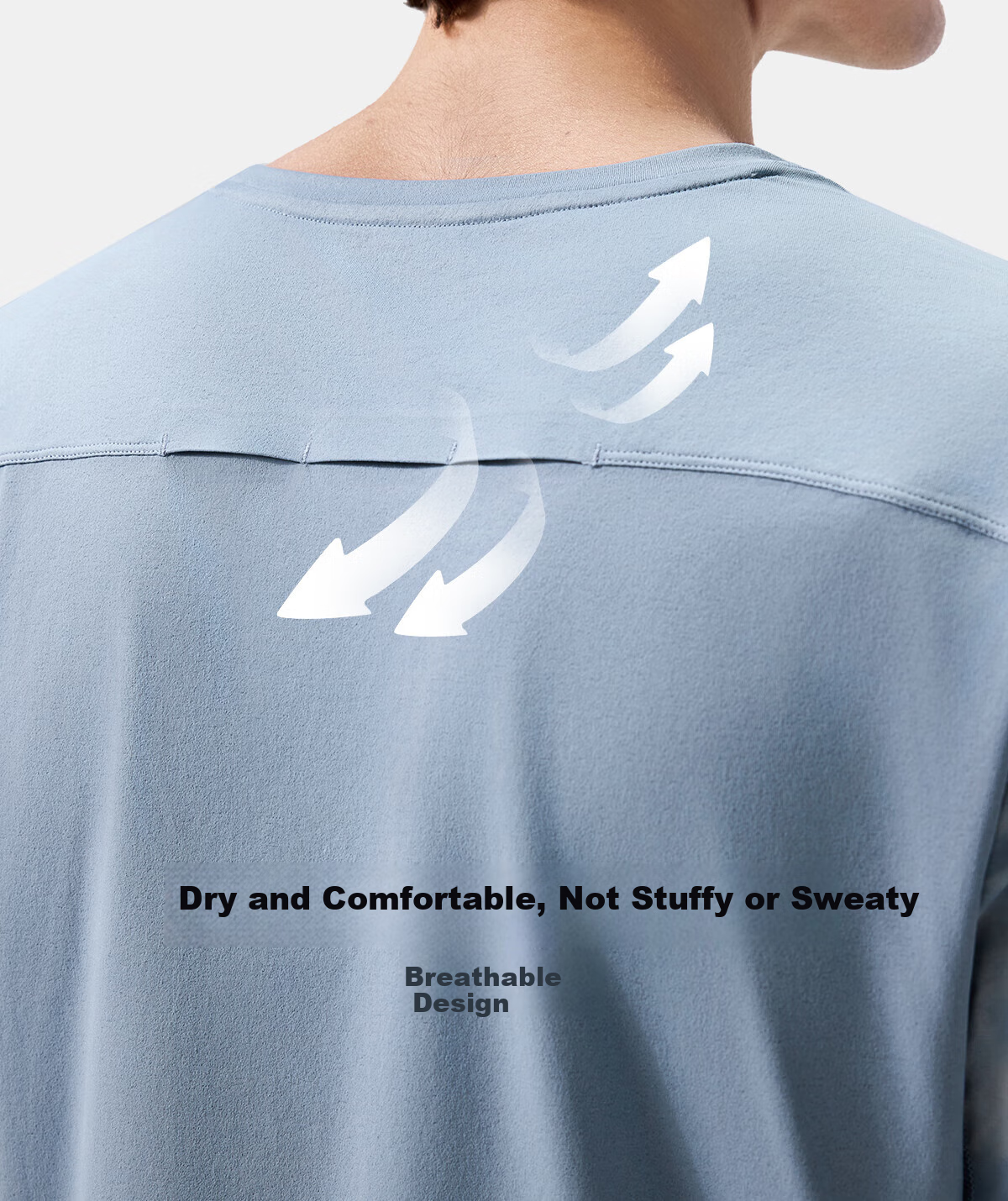SURPINE Cloud-Walking Series Quick-Dry Sun Protection T-Shirt, Moisture-Wicking Outdoor Hiking Climbing Long Sleeve for Men, Light Mist Blue, M 4