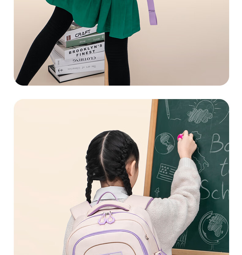 FUTURE STAR Elementary School Backpack Lightweight Ergonomic Shoulder Support Children's School Bag for Grades 1-3 Girls Large Capacity Purple 18