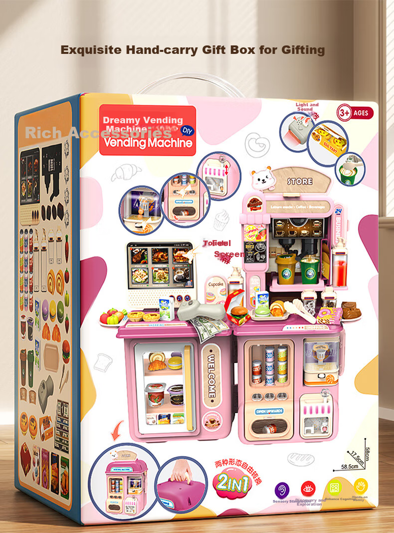 Kakabeier Children's Toy for Boys And Girls Aged 3-6, Transformable Double-Sided Realistic Cash Register, Multifunctional Birthday Gift for Pretend Play 5