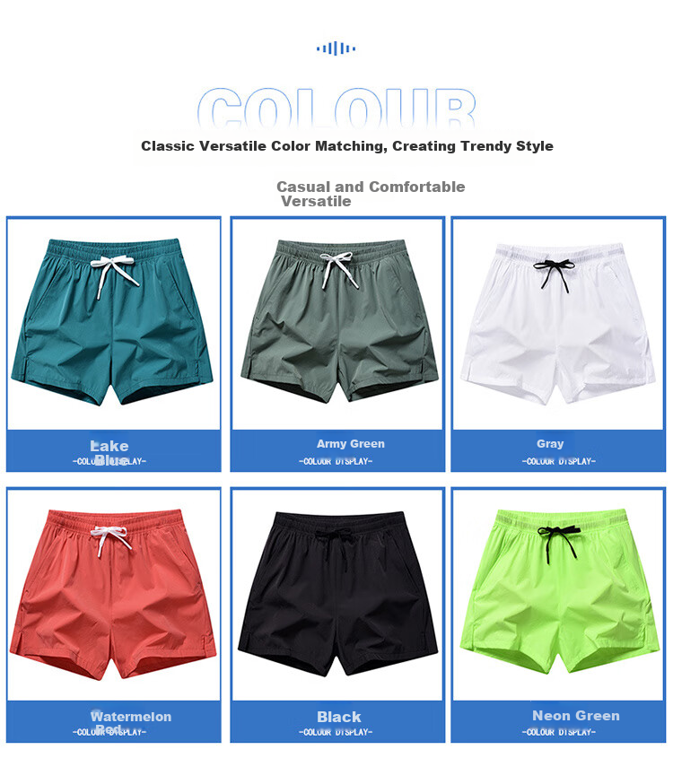ROMON Men's Shorts, Summer Lightweight Ice Silk Loose-Fit Athletic Casual Three-Quarter Length Shorts, Lake Blue, 4XL 7
