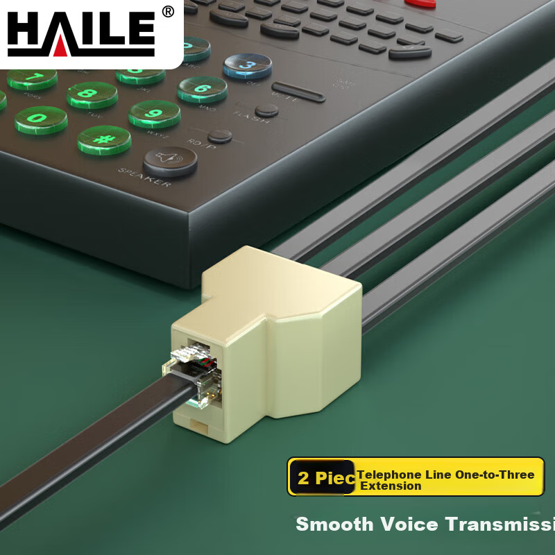 HAILE HT-101 Telephone Adapter Splitter with Two Lines, Pack of 2