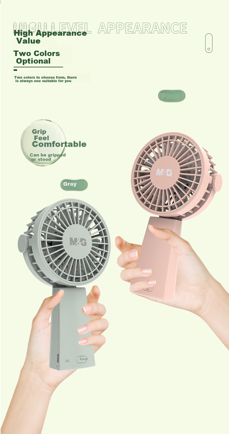 M&G Mini Fan, Desktop Handheld Mini Fan, Portable USB Fan, Summer Quiet Fan for Students And Home Office Use, Pink ARC925EBC1 Free Shipping 8