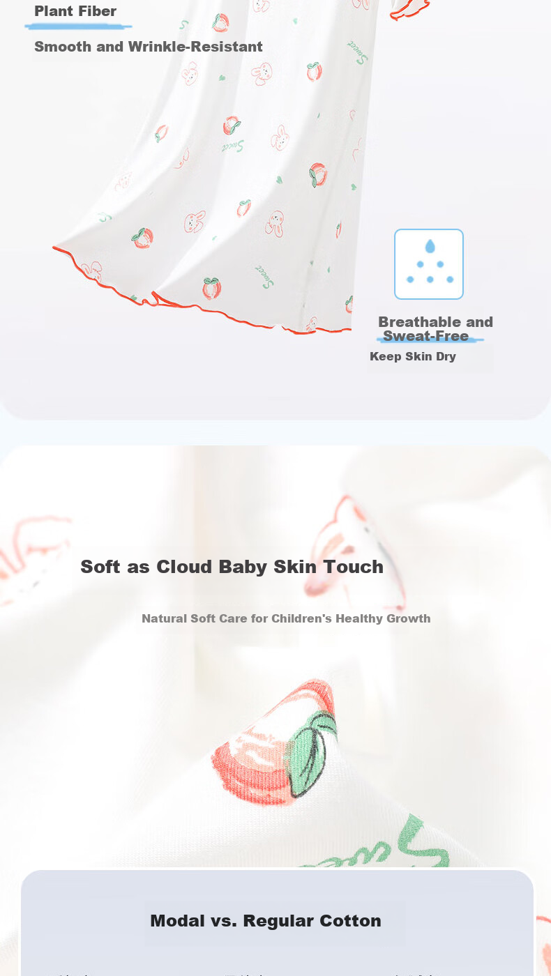 LangSha Girls' Nightgown Summer 2025 New Style Children's Modal Sleepwear Silk Girls' Home Dress Princess Style Robe 5