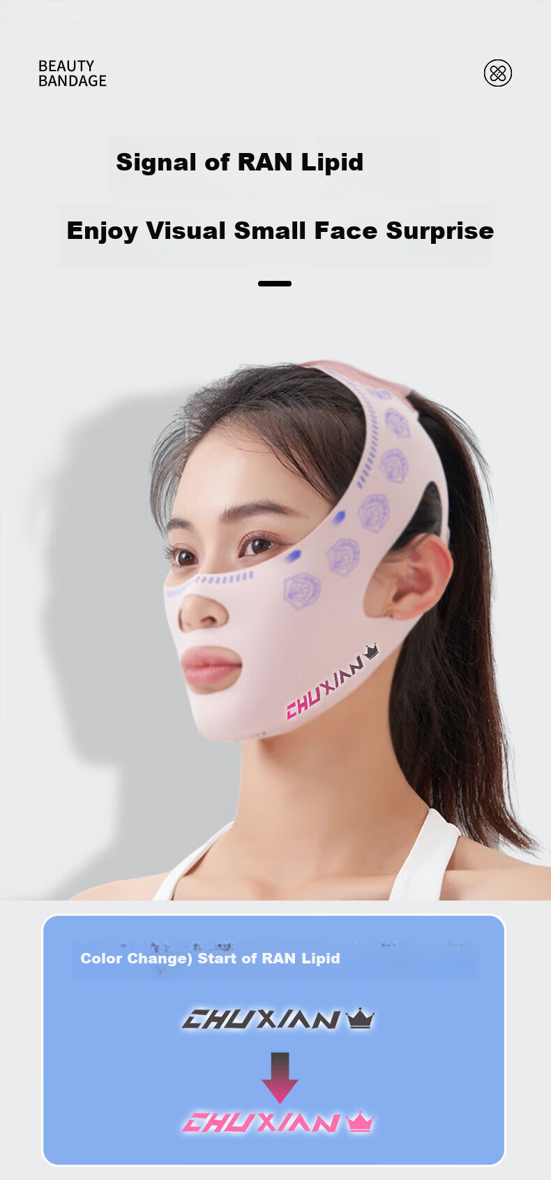 Chuxian Face Mask Lifting and Firming Magic Sculpting Headgear Double Chin Nasolabial Fold Facial Bandage Sleep Face Sculpting V-Line Mask 11