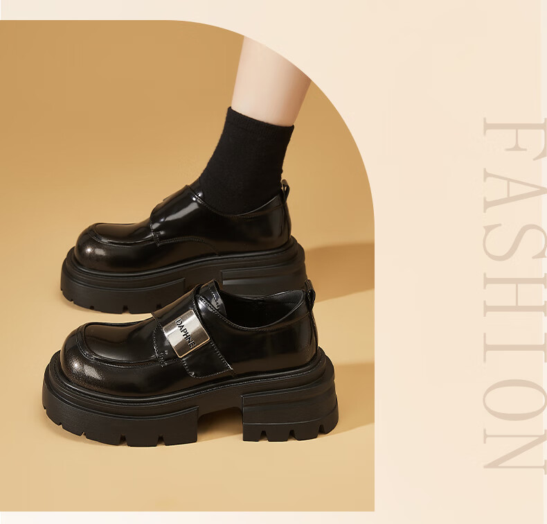 DAPHNE Thick Sole Loafers Women 2025 New Winter Black Casual Soft Sole Slip-On Shoes 4
