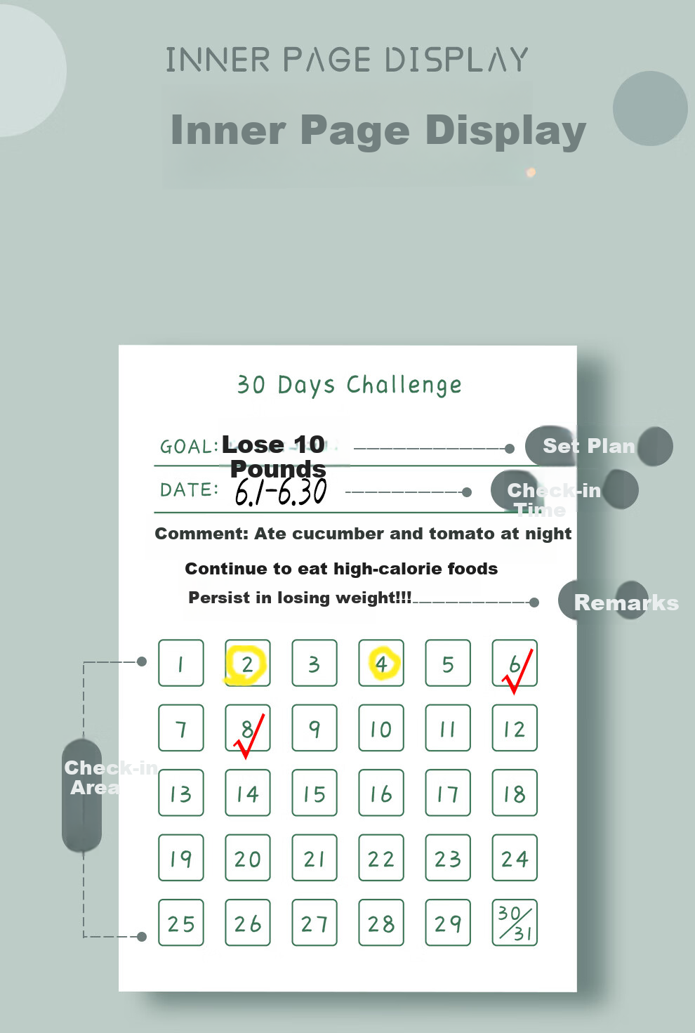 Faramon Daily Check-In Sticky Notes, 30-Day Self-Discipline Tracker, Exam Preparation Time Management Planner for Students, Weekly And Monthly Schedule Notebook, 4-Pack 2