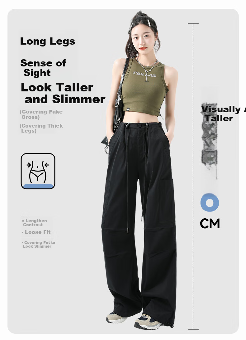 FitonTon Women's Pants, New Style for Fall/winter 2025, American-Style Large Pockets, Cargo Pants, High-Waisted Straight-Leg, Loose-Fitting, Slimming Casual Pants for Wome 5