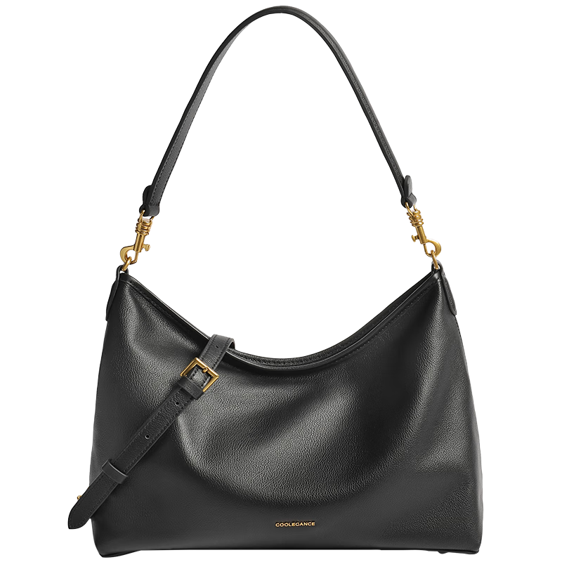 Belle Women's Bag, Lazy Half-Moon Horn Bag, Diamond Pattern Cowhide Tote Bag X7199BX5, Black