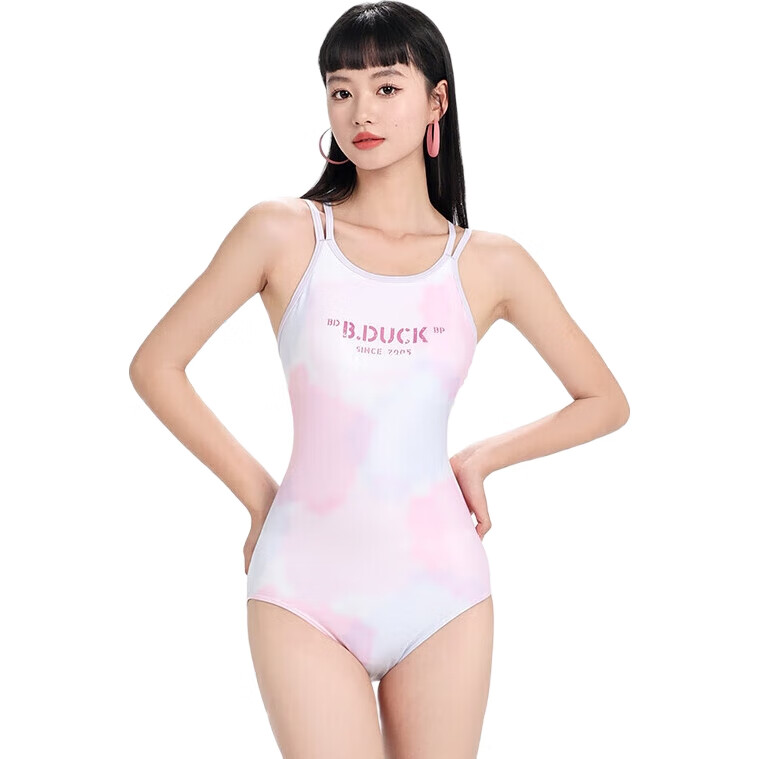 B.Duck Women's Professional Competitive Swimsuit One-Piece Triangle Slim-Fit Swimwear for Training, Hot Springs And Vacatio