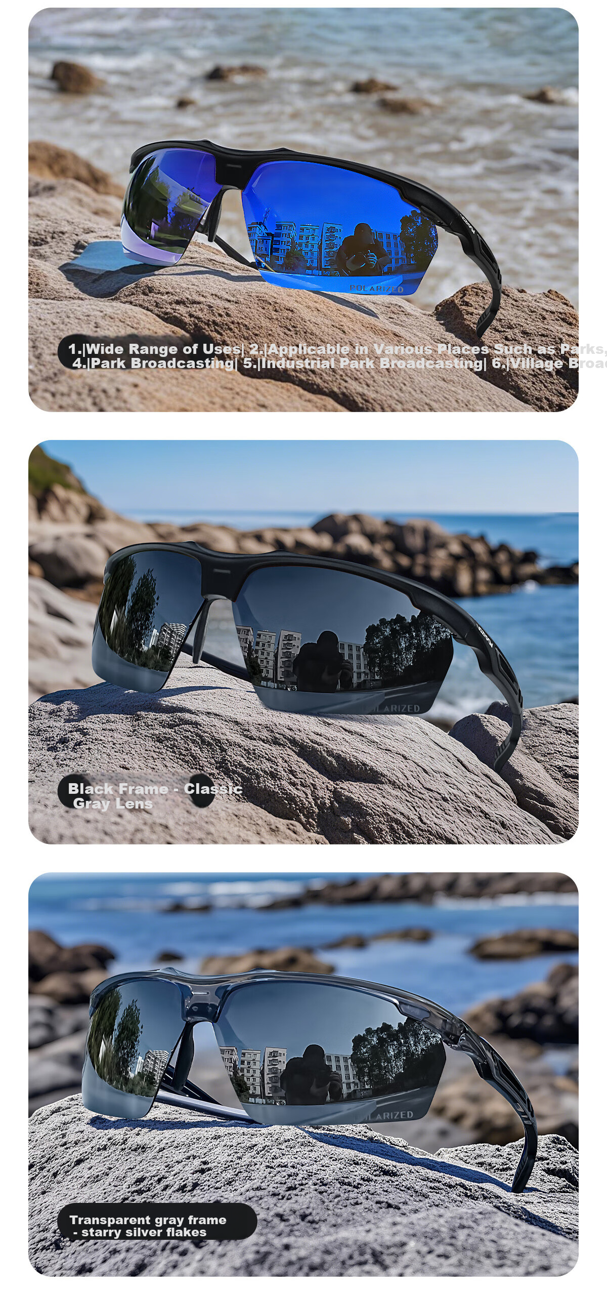 VOZAPOW Fishing Goggles for Float Viewing, High-Definition Polarized Eye Protection Sunglasses for Lure Fishing, Vibrating Reel, Men's Driving Sunglasses 20