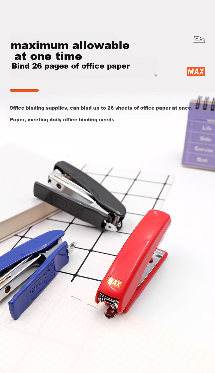 MAX Meikesi HD-10NX Mini Stapler, Student Office Stapler for Binding 2-20 Pages with Staple Remover, Compatible with No.10 Staples, Red 4