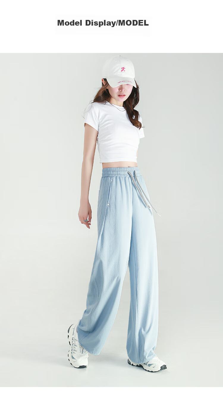 Free Style Ice Silk Wide-Leg Pants for Women Summer Thin High Waist Slim Loose Draped Straight-Leg Casual Trousers 2026 New Arrival 9