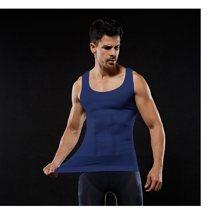 KJ Men's Shapewear Waist Slimming Vest Elastic Body Shaping Chest Compression Fitness Sports Tummy Control Shirt 21
