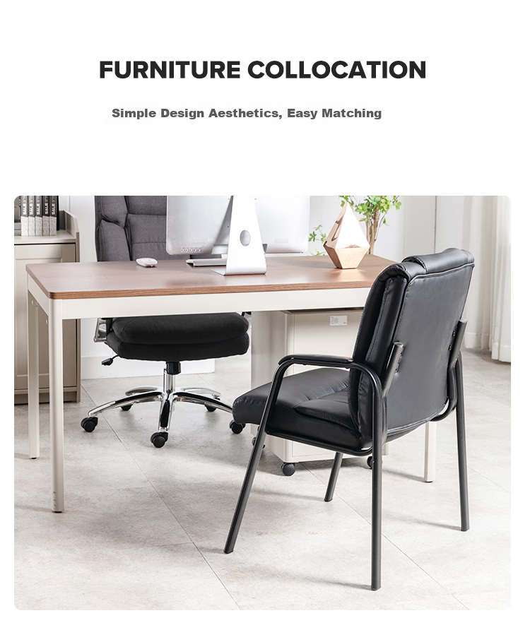 Botai Office Computer Chair, Reception Chair, Home Chair, Mahjong Chair, Four-Legged Chair, Conference Chair, Black Leather Chair 5168 2