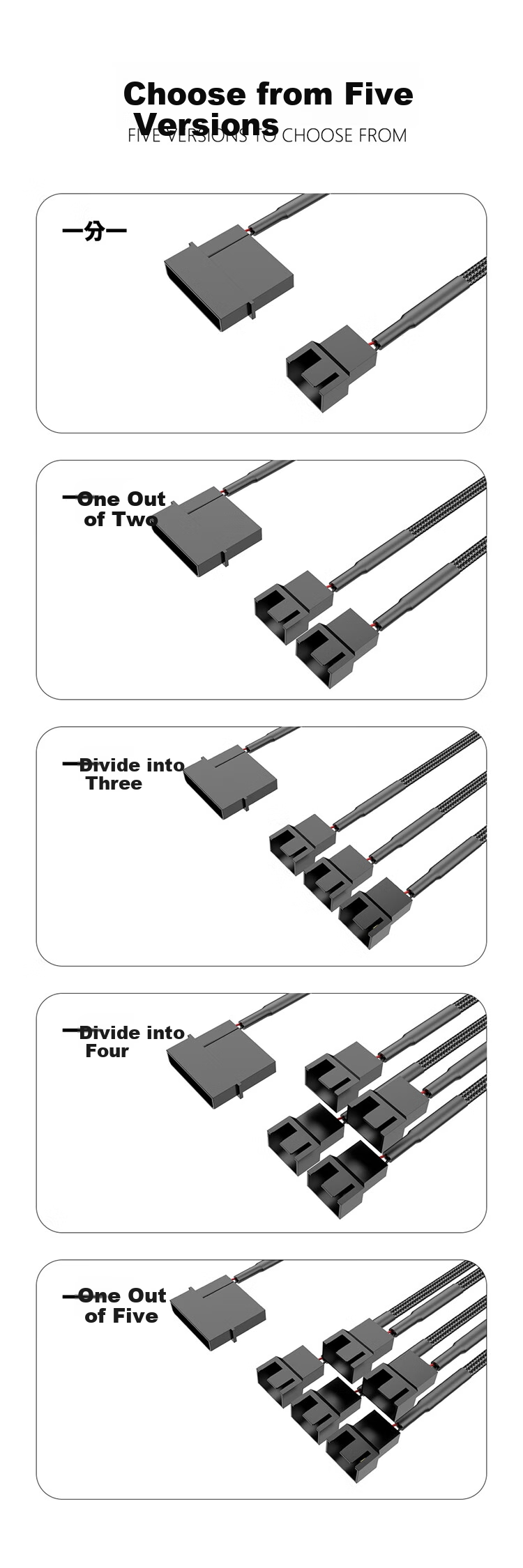 JEYI Power D Port, 4Pin to Case Fan Converter, 4-Pin D-FAN4 2
