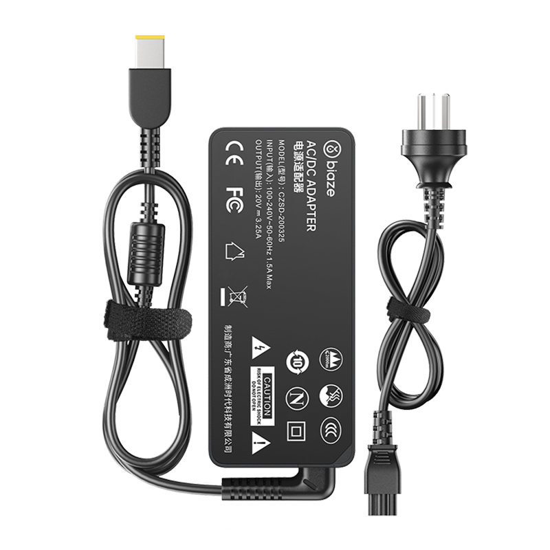 BIAZE Compatible with Lenovo Laptop Charger, 65W Square Port, ThinkPad 20V3.25A E560 T460s X240 X260 E470 Computer Power Adapter Cable