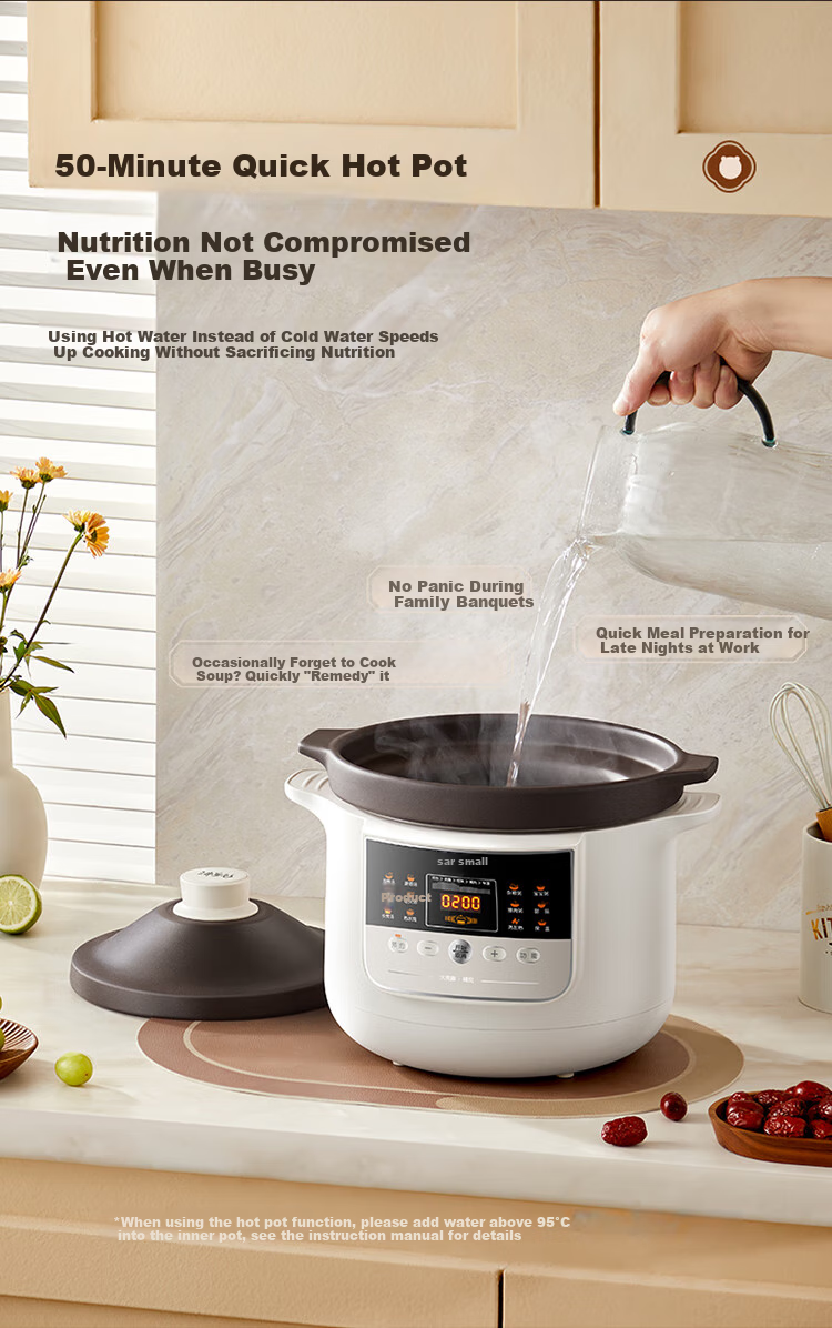 Bear Electric Slow Cooker Soup Pot Baby Food Cooker Porridge Pot Health Small 1-2 Person 1.5L DDG-H15Z6 7