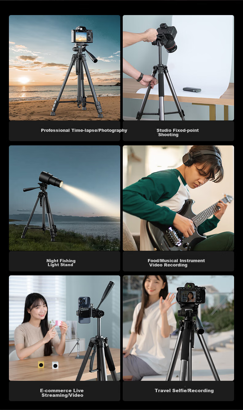 Llano Camera Tripod for DSLR, Mirrorless, Smartphone And Action Cameras Professional Grade Support Suitable for DJI Pocket 3, Fuji, Nikon, Sony Anti-Shake Shooting Tripod Portable Live Streaming 11