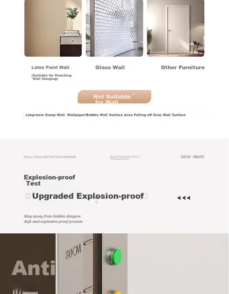 Qianxihuafu Full-Length Mirror, Dressing Mirror, Cabinet Door Sticker, Wall Self-Adhesive, for Home And Dormitory Use, Invisible Sticker, High-Definition Fitting Mirror, 40*120 1