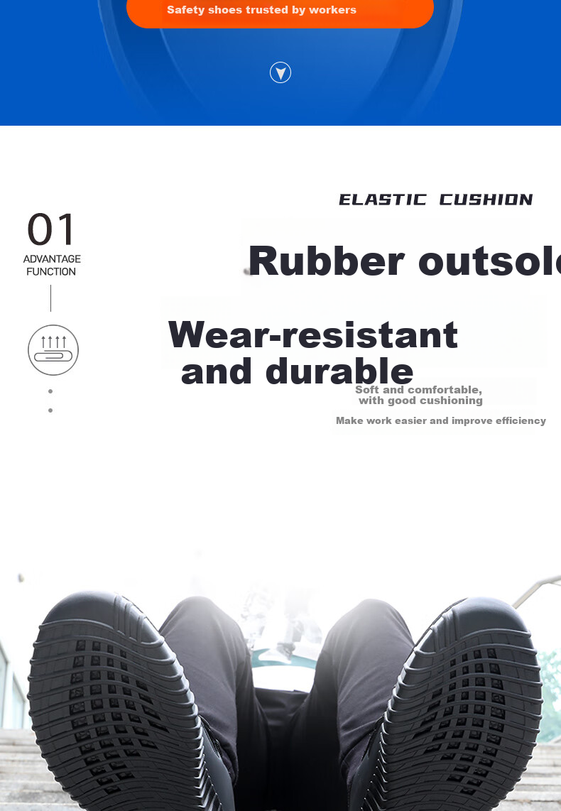 Lanoudun Safety Shoes for Men, Summer Breathable Ultra-Light Steel Toe Anti-Puncture Soft Sole Construction Site Work Boots D9159N Size 36 3