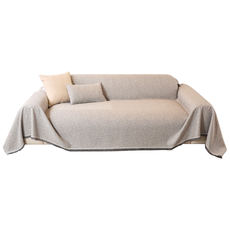 Wuyinliangpin Sofa Cover, High-Quality Cotton And Linen Texture, Full Coverage Throw Blanket for Three-Seater Sofa, Gray, 180*380cm