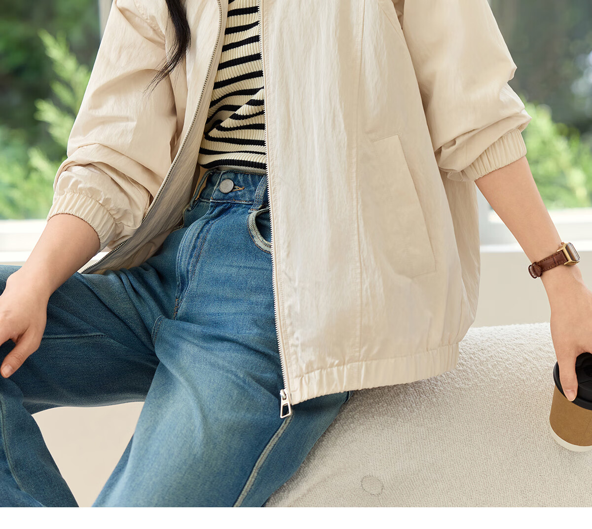 Chushen Spring and Autumn Short Jacket Women Fashion Stand Collar Drop Shoulder Loose Casual Jacket Top S53D049 1