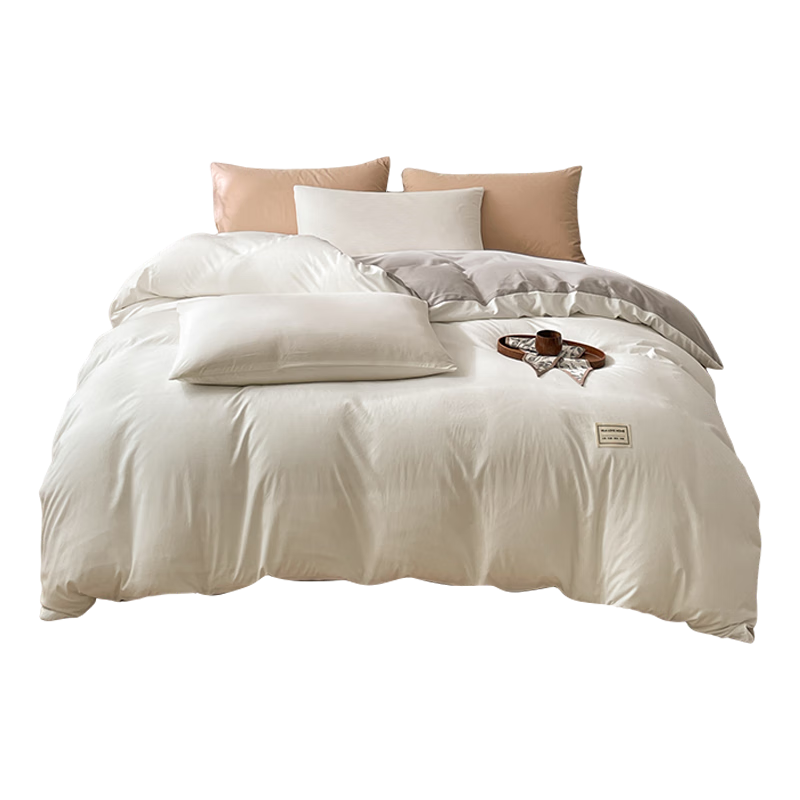 HLA (HLA) Student Dormitory Three-Piece Set for Single Room Bunk Beds, Duvet Cover, Sheet Set, Bedding, Off-White Light Gray