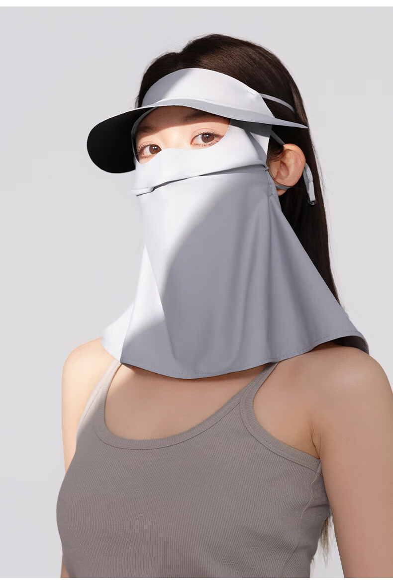Yalu Sunscreen Face Mask 3D Neck Protection Women's Facekini with Brim UV Protection Black Coated Full Coverage Mask 10