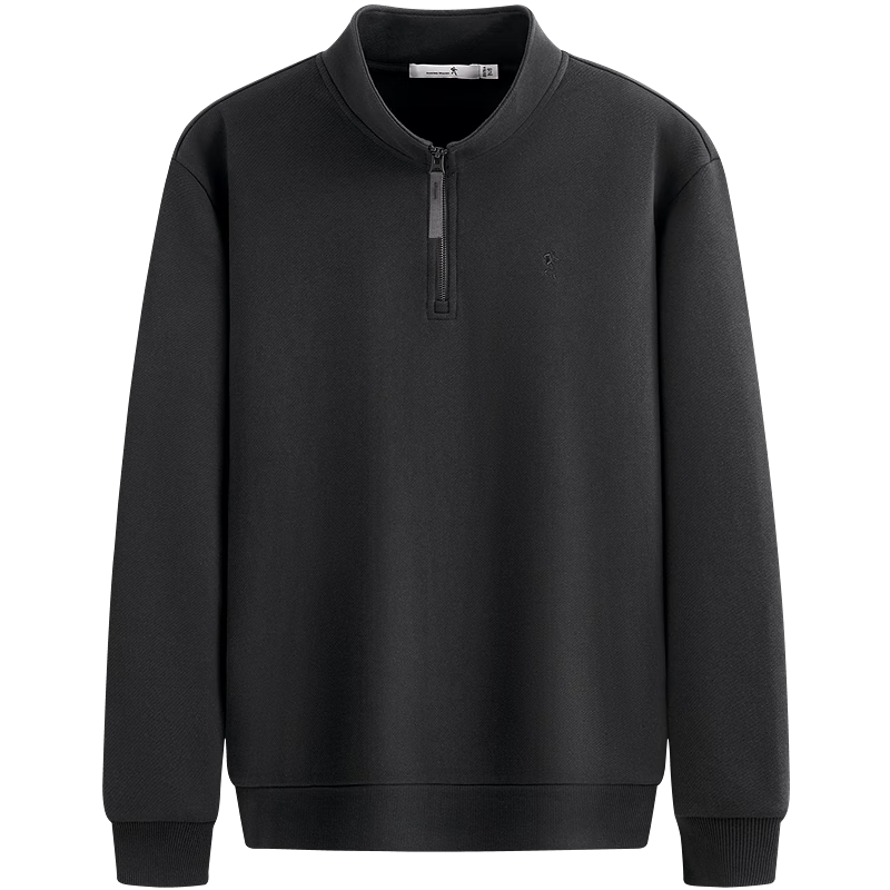 DANCING WOLVES [Anti-Static & Heat-Retaining] Half-Zip Stand-Collar Sports Sweatshirt Comfortable Hoodie for Men, 001 Black, Size L