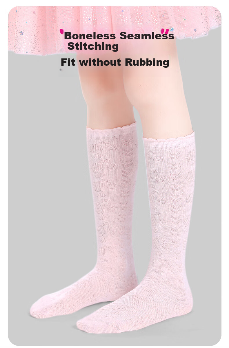 Barbie Children's Mid-Calf Socks, Girls' High Socks for Spring And Autumn, Long Socks for Girls, Student White Versatile Thin Mesh Cotton Socks 6