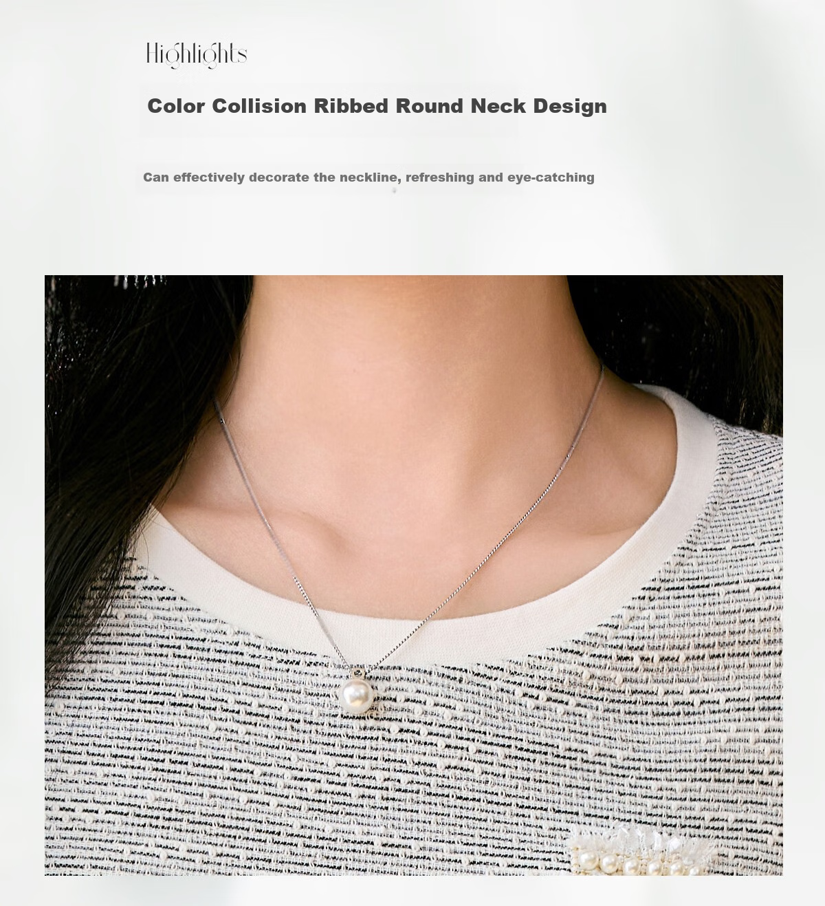 Taxiang Long-Sleeve T-Shirt for Women, Round Neck, Chanel-Style, Regular Shoulder Top, Versatile Design Long-Sleeve Base Shirt, Women's T53T031 4