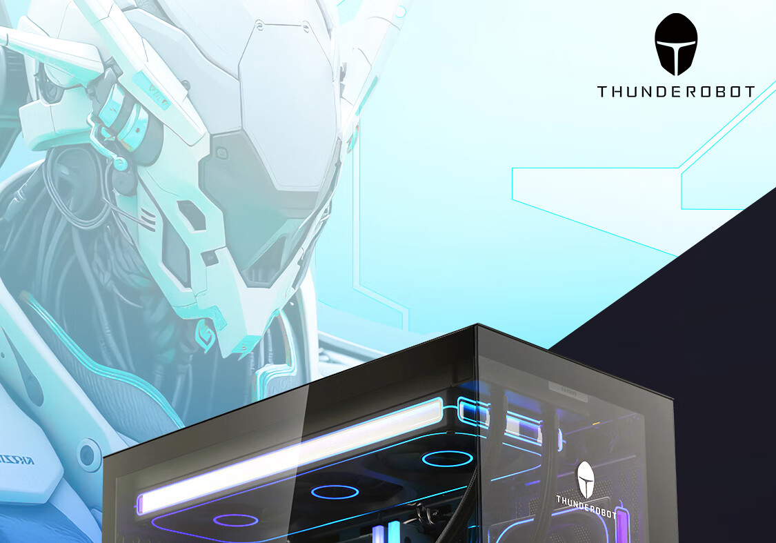 ThundeRobot Black Knight Genesis Gaming Computer Tower Case with Seaside White Color, ATX Motherboard, 270 Panoramic View, 6.2-Inch Screen, Three-Sided Quick Release, Compatible with 360mm Water Cooling, 9 Fan Positions 1
