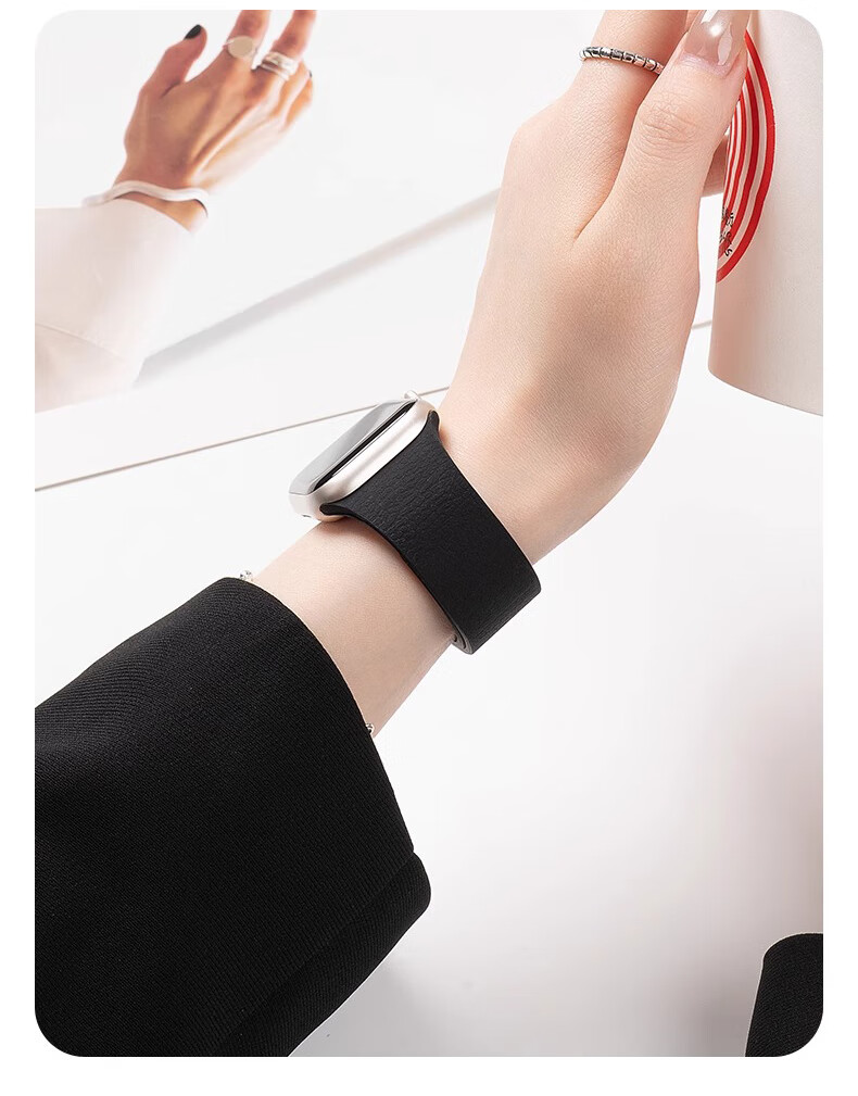 Mashi Compatible Apple Watch Band, Litchi Pattern Magnetic Silicone Strap for Ultra 4/3/iWatch S12/11/10/9/8/7/6/SE, Autumn And Winter Wristband 10