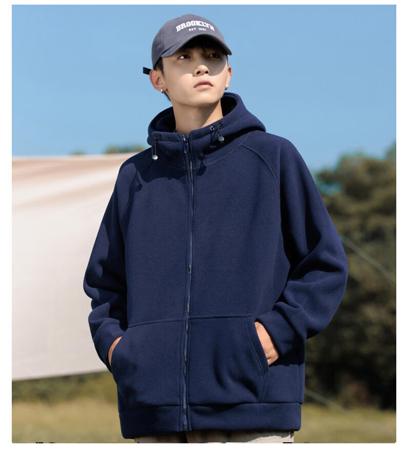 EASTERN CAMEL Fleece Jacket for Men, Spring And Autumn Warm Thickened Cardigan Sweatshirt, Fleece Coat Cotton Padded Jacket Men's Outerwear 14