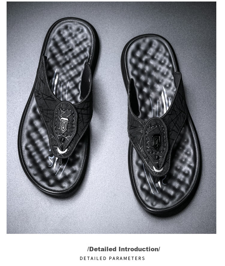 CARTELO Summer Breathable Slippers for Men, Durable Thong Sandals, Ice Silk Fabric Men's Sandals 9605 Black Size 42 5