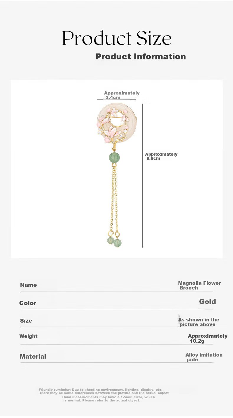 Qlady Magnolia Flower Brooch, High-End Women's Brand Corsage, Chinese Style Cheongsam Accessory, Anti-Exposure Buckle, Birthday And New Year Gift 3