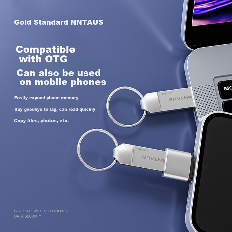 NINTAUS 8GB USB2.0 Flash Drive, N-31 Silver, Premium Edition, Large Steel Ring Portable Design, Shockproof, Dustproof, Waterproof, All-Metal Computer Car Office USB Drive
