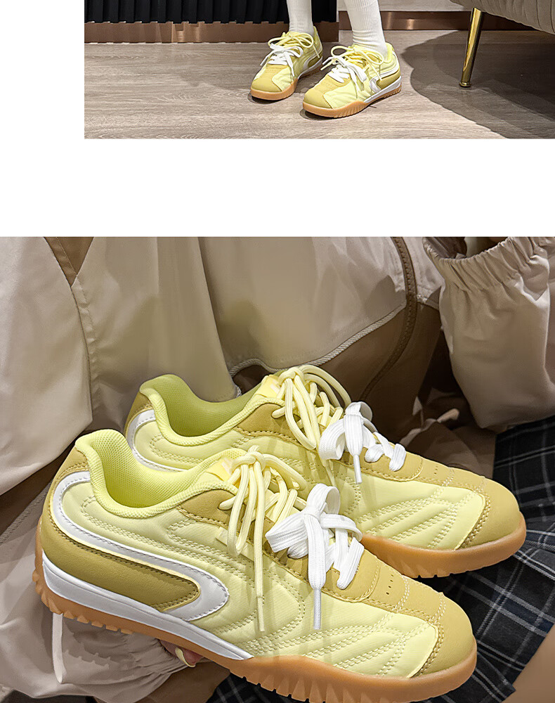Warrior Women's Sneakers 2026 Summer New Dopamine Soft Sole German Training Shoes Casual Women's Shoes A-Gan Women's Shoes Yellow Size 37 14