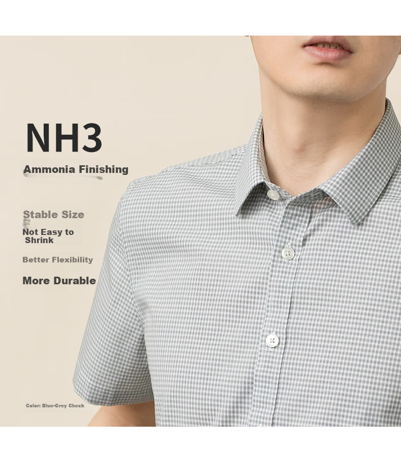 BLACKMONDAY Pure Cotton Plaid Shirt for Men, Short-Sleeved Thin Style, All-Cotton Liquid Ammonia Wrinkle-Resistant No-Iron Formal Business Casual Shirt 5