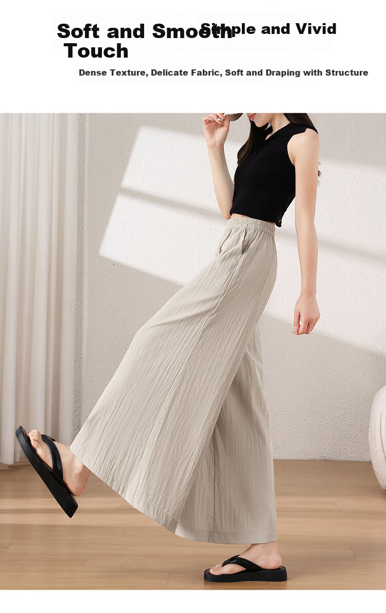 XUEXIMAN Women's Lightweight High-Waisted Straight-Leg Casual Quick-Dry Wide-Leg Pants with Skirt, Summer 2026 New Style, Ice Silk Fabric 19