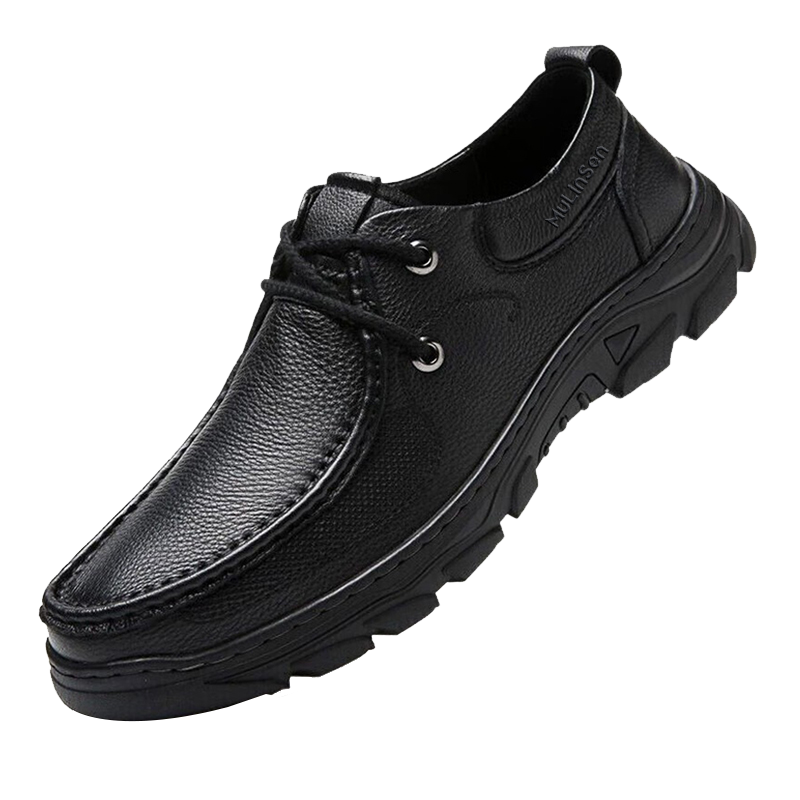 MULINSEN Men's Outdoor Casual Shoes, Lace-Up Middle-Aged And Elderly Dad Shoes, Business Casual Leather Shoes 19216