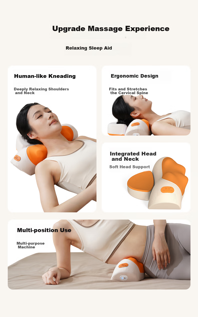 HEZHENG Cervical Massage Pillow, Shoulder And Neck Massager, Head And Neck Two-In Support Stretching Heat Therapy Pillow, Multi-Functional Massage Cushion for Waist Back Legs, Holiday Gift, Birthday Present for Girlfriend 4