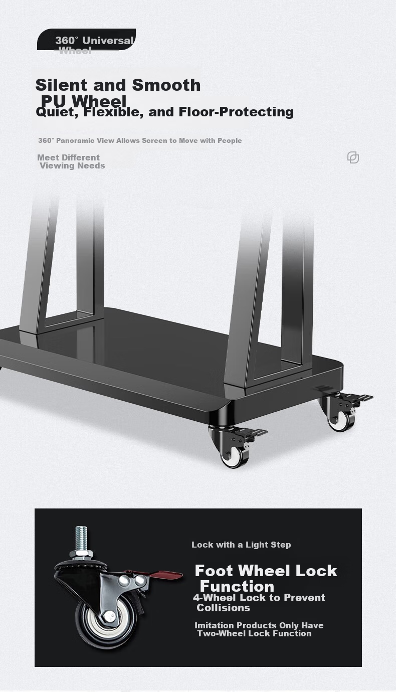 Beishi Mobile TV Stand (60-120 Inches) Universal Floor TV Mount Cart for Video Conferencing Display Screen Mobile Floor TV Stand without Upper Support 12