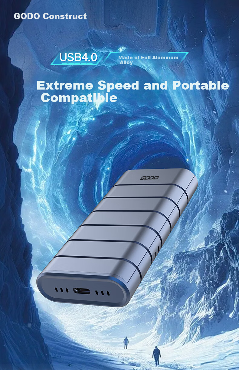 GODO M.2 SSD Enclosure USB4 Portable NVMe External Hard Drive for Laptop And Desktop 40Gbps Compatible with Thunderbolt 4/3 Suitable for Apple MAC Phones 1