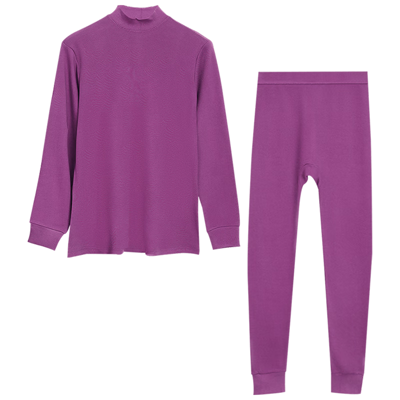 Hodo Women's Underwear, 7A Antibacterial Upgraded Autumn Top And Pants, Pure Cotton Set, Semi-Turtleneck Thin Base Layer Thermal Underwear