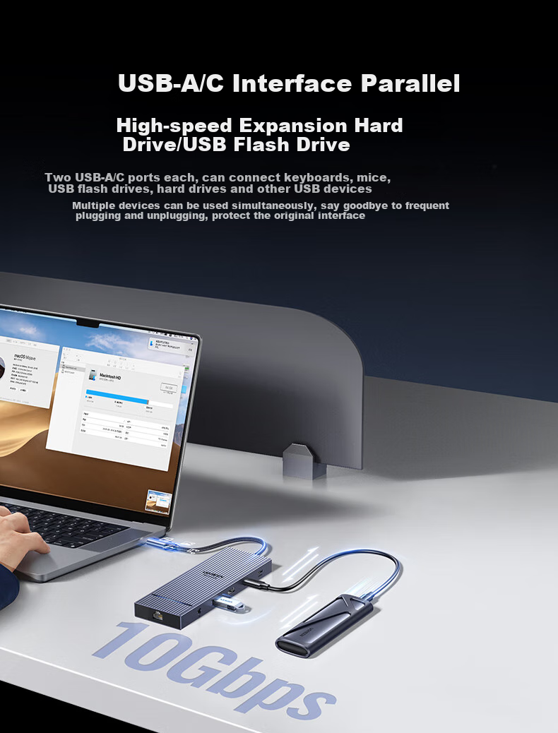 UGREEN Type-C 3.2 Dual HDMI/DP Triple Display Adapter Docking Station USB-C Compatible Thunderbolt 4/5 Expansion Dock 10G Multifunctional Adapter 8K Multi-Screen Extension Compatible with Huawei Computers 15