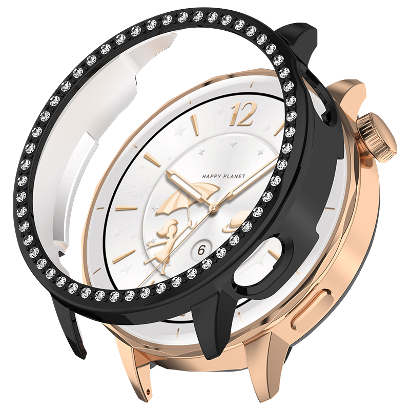 KMaxAI Diamond-Encrusted Protective Case for OPPO Watch X2mini, Watch Screen Protector for Women's Dial, Anti-Scratch Hard Shell, Anti-Fingerprint, Shockproof Hydrogel Film, Black