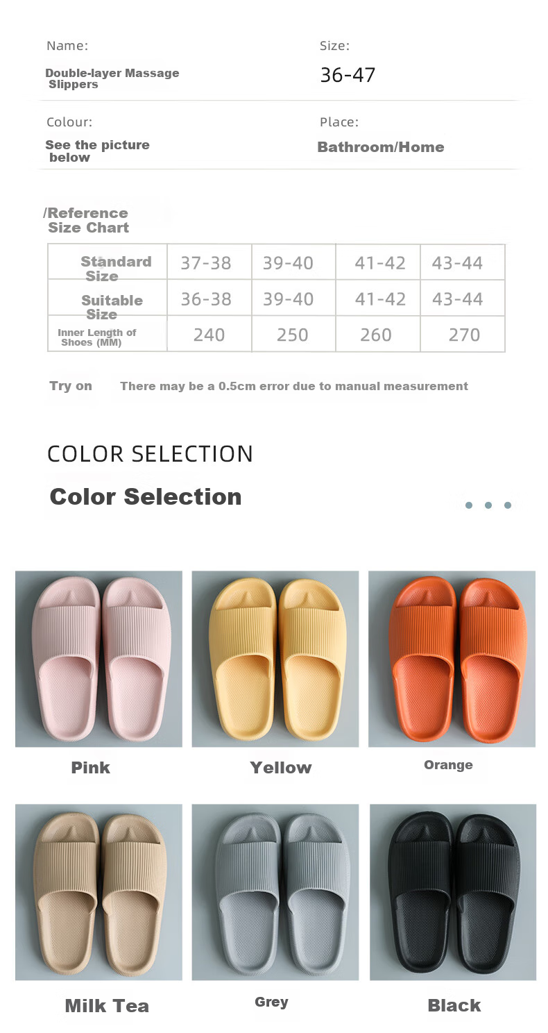GUOLUOFEI Squishy Feeling Slippers for Men, Summer Thick-Soled Home Indoor Bathroom Shower Large Size Sandals, Pink, Size 39-40 3