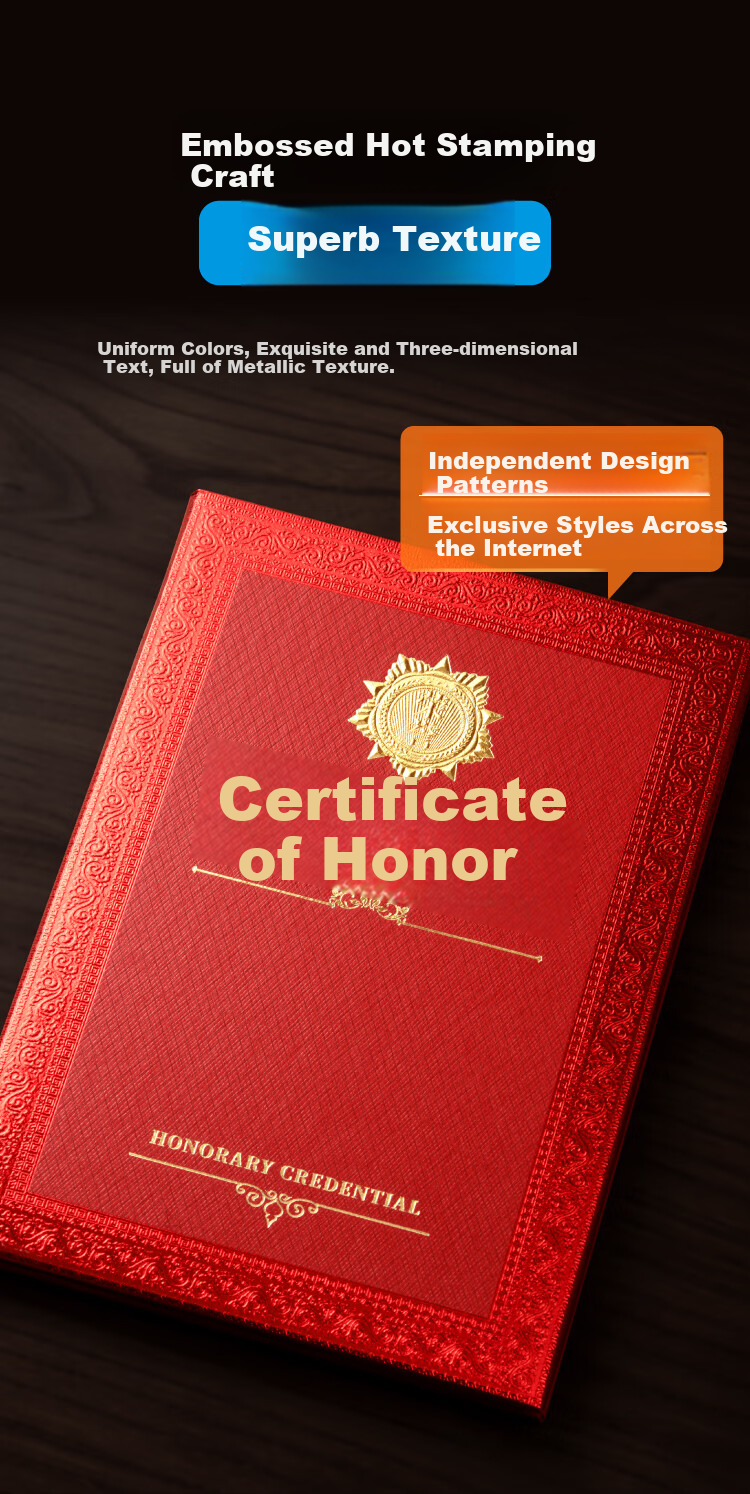 DSB (Disbi) 8K/10 Pack Medal Gold-Stamped Honor Certificate Shell, Award Certificate Blank Diploma Training Certificate, with 20 Inner Pages, 050831 8