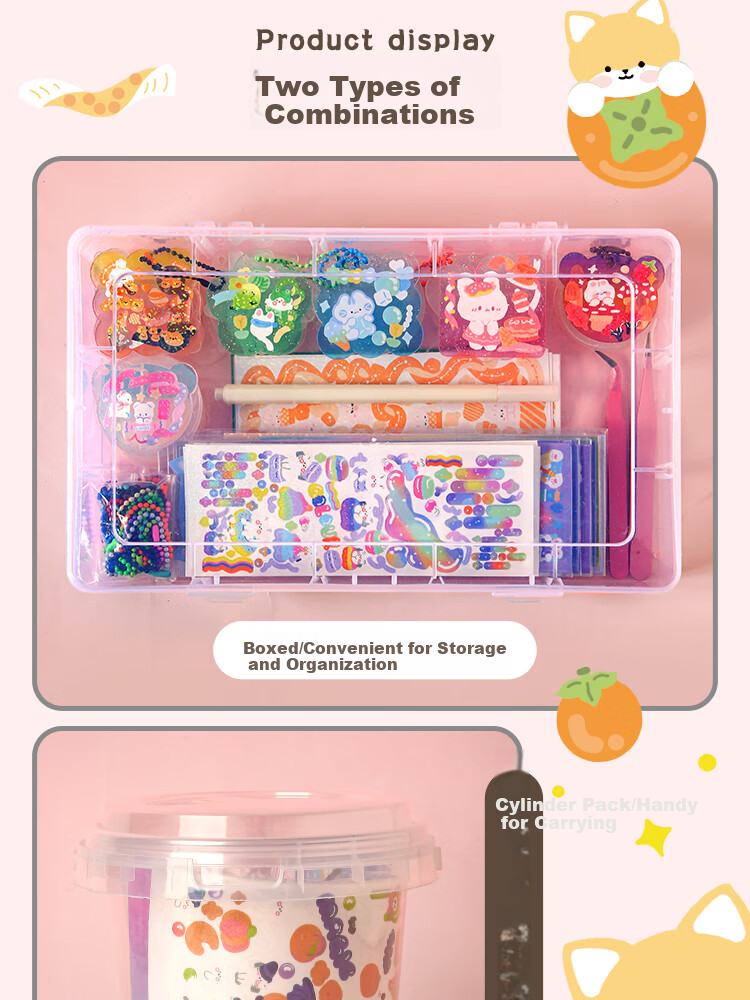 Sannianerban Guka Complete Material Kit, DIY Tool Set for Making Guka Cards, Stickers, Posters, Cards, Value-Packed Customizable DIY Planner, Birthday Gift for Boys And Girls [Round Bucket Set of 174 Pieces] Party Favor 1